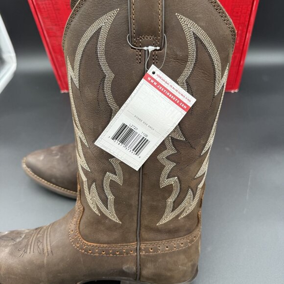 Justin Rosella Western Boots Womens Chocolate 11B Round Toe Embroidered Cowboy - Picture 14 of 16